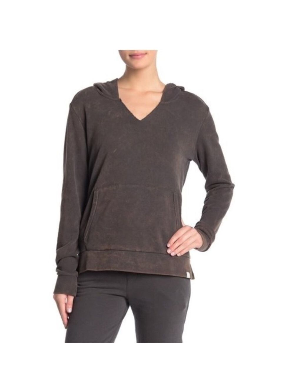 JASON SCOTT Raw Split Neck Pullover Hoodie